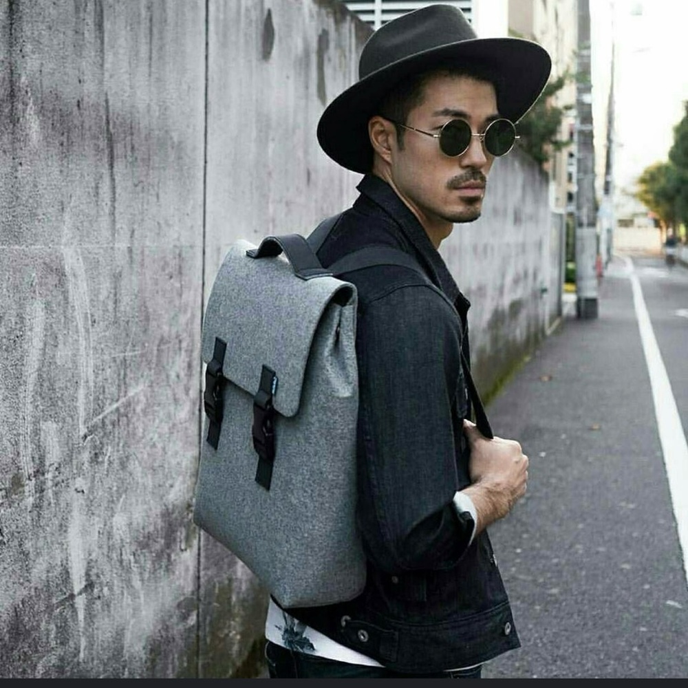 NWT M.R.K.T. Men's Elephant Grey Carter Mini Felt Backpack 15’x11'x3'5"